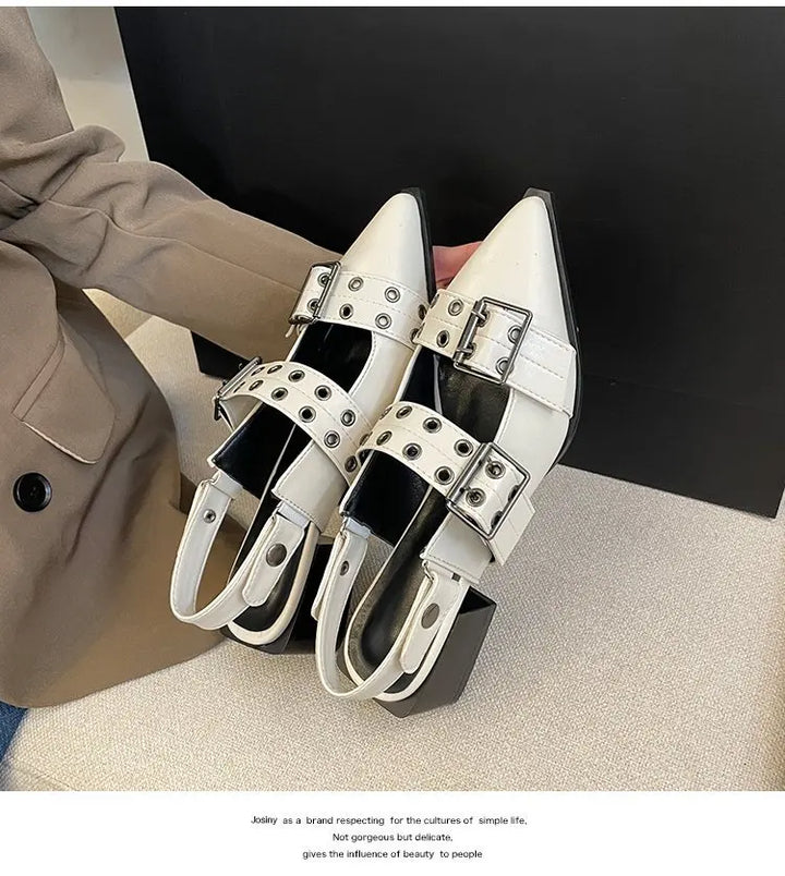 2023women's sandals summer  Ballet flats women Pointed rivet single shoe Platform Women Sandals zapatos de mujer tendencia