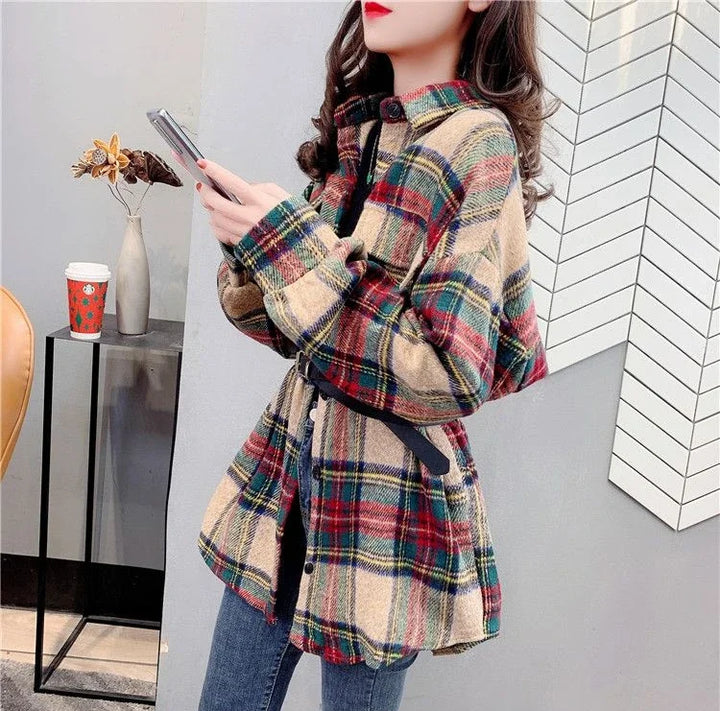 Women’s Vintage Check Jacket – Luxury Spring & Autumn Casual Coat 2025