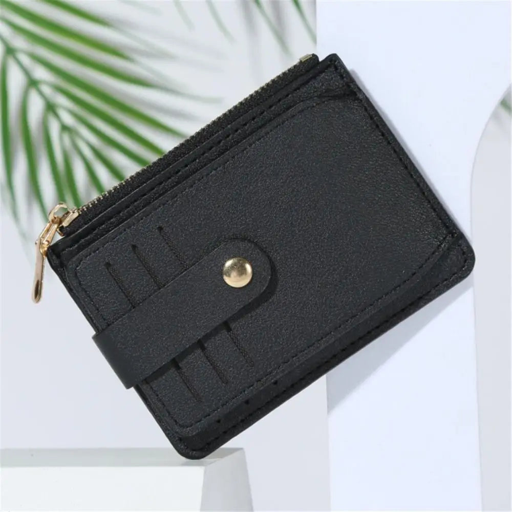PU Leather Coin Wallet with Card Holder & Zipper