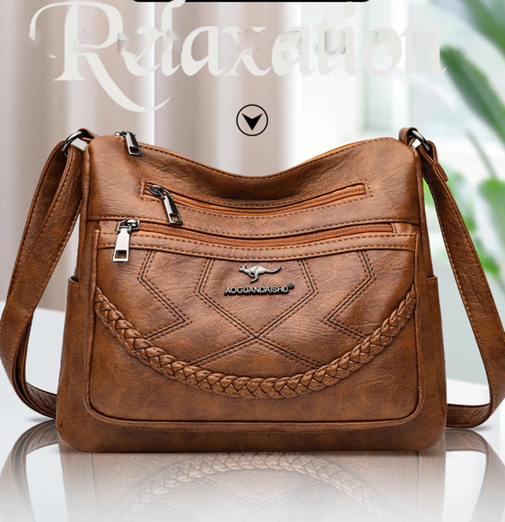 Luxury Women’s Leather Handbag – Multi-Pocket Crossbody & Shoulder Bag 2026