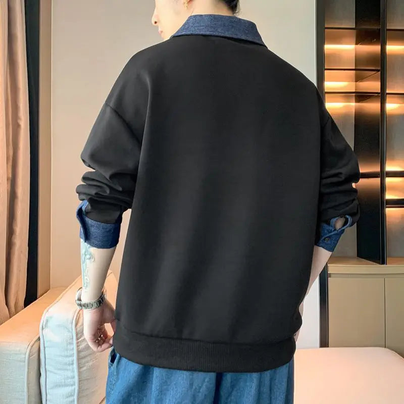 Men’s Spring/Autumn Sweatshirt – Trendy Loose Fit, Casual Long Sleeve