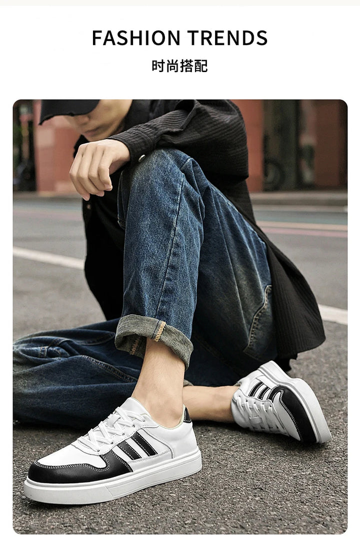 Shoes for Men Four Season Vulcanized Footwear Non-slip Casual Sneakers Fashion New Leather Round Toe Walking shoes tenis jeans