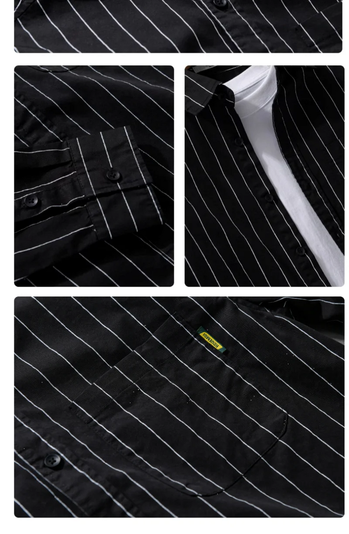 Striped Men Long Sleeve Spring Autumn Fashion Casual Versatile Shirt