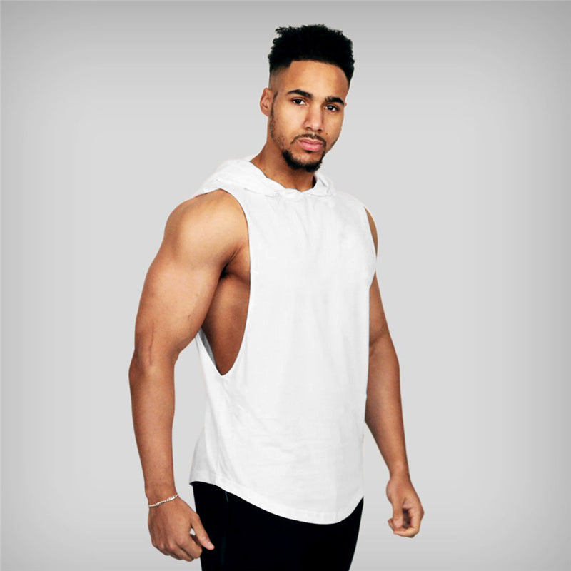 Muscleguys Gym Hooded Tank Top Men Fitness Clothing Cotton Bodybuilding Hoodie Vest Workout Singlets Sports Sleeveless Shirt