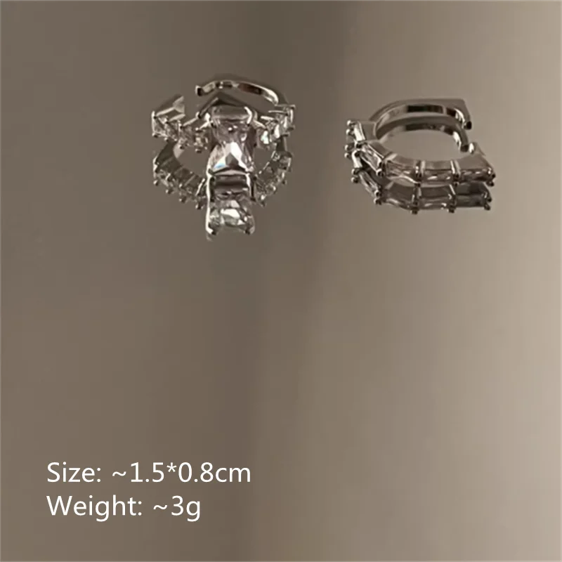 أقراط أذن نسائية مرصعة بالكريستال - بدون مشبك ثقب