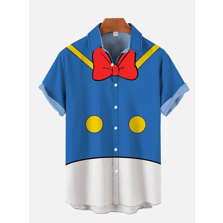 Hawaiian Men's Shirts 3D Fun Cartoon Cosplay Print Summer Loose Beach Oversized Short-sleeved Tops Unisex New Men Women Blouse