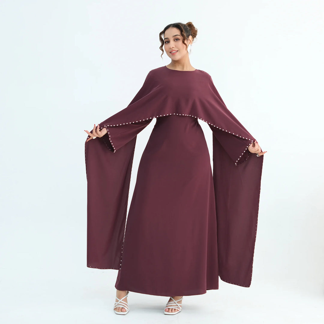 Luxury Dubai Shawl Abaya Elegant Beaded Waist Cinching Kaftan Muslim Women Traditional Dress Maxi Long Sleeve Robe Eid Outfit