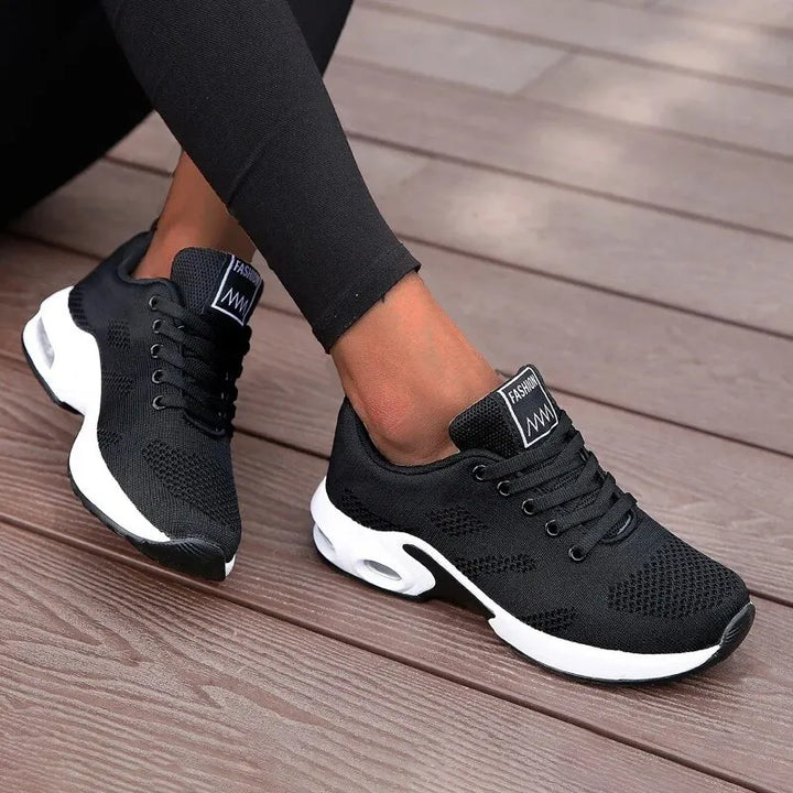 Women’s Breathable Mesh Walking Sneakers – Flat Platform Shoes