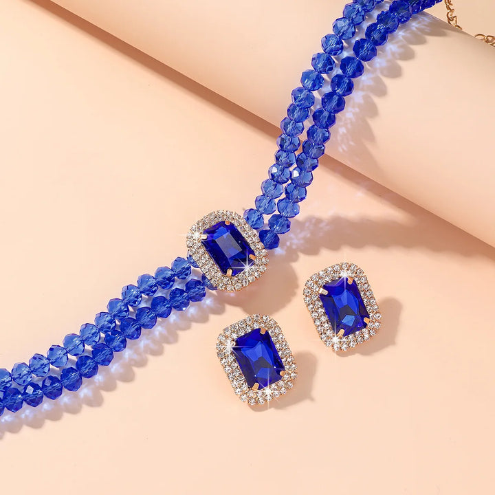 Kristall-Choker- und Ohrring-Set für Damen – Partyschmuck