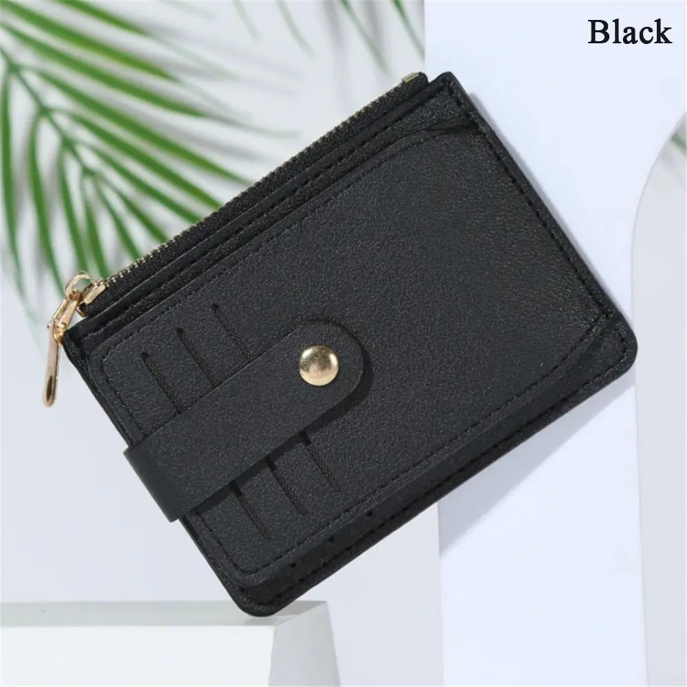 PU Leather Coin Wallet with Card Holder & Zipper