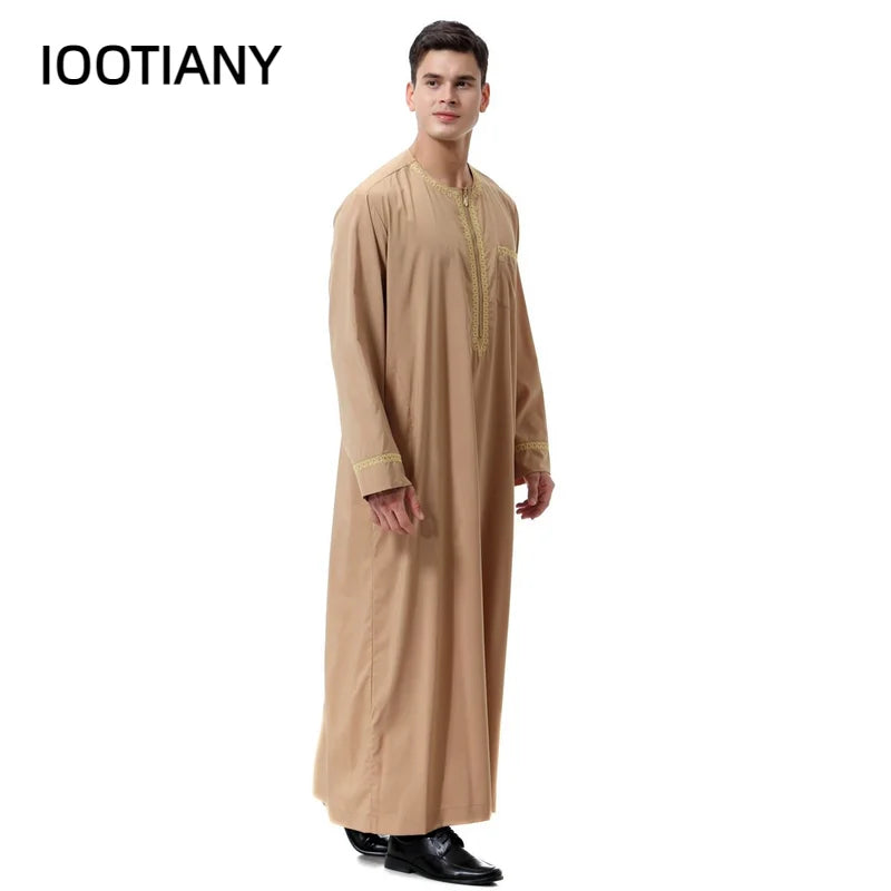 Muslim islamic Clothing Men Jubba Thobe print zipper Kimono Long Robe Saudi Musulman Wear abaya caftan Islam Dubai Arab Dressing