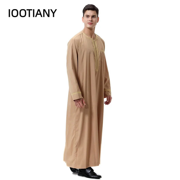 Muslim islamic Clothing Men Jubba Thobe print zipper Kimono Long Robe Saudi Musulman Wear abaya caftan Islam Dubai Arab Dressing