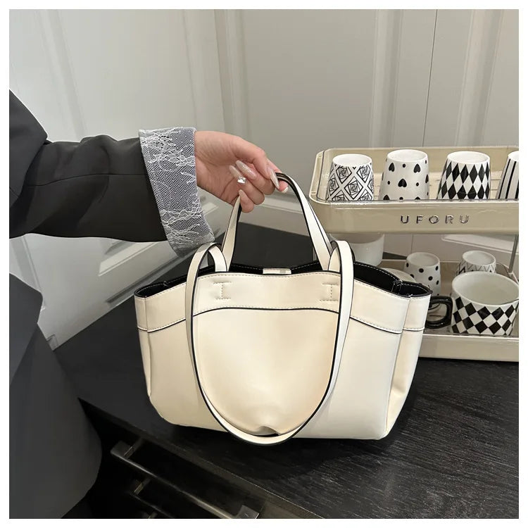 Women’s PU Leather Tote Bag – Large Vintage Shoulder & Crossbody Purse
