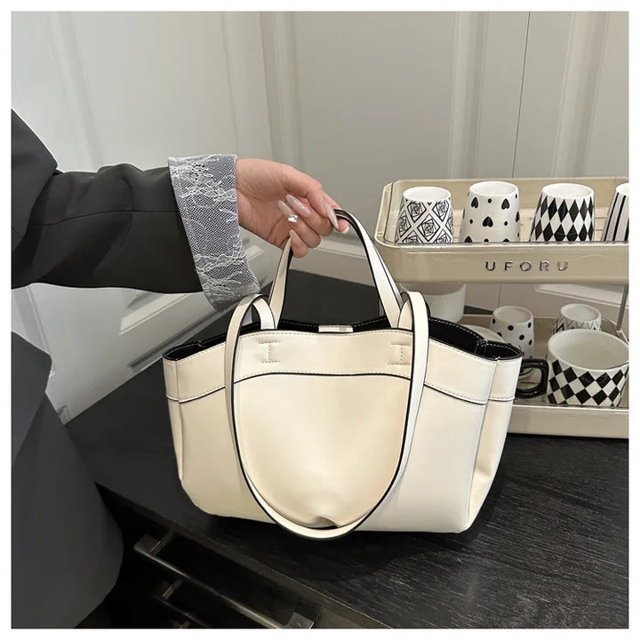 Women’s PU Leather Tote Bag – Large Vintage Shoulder & Crossbody Purse