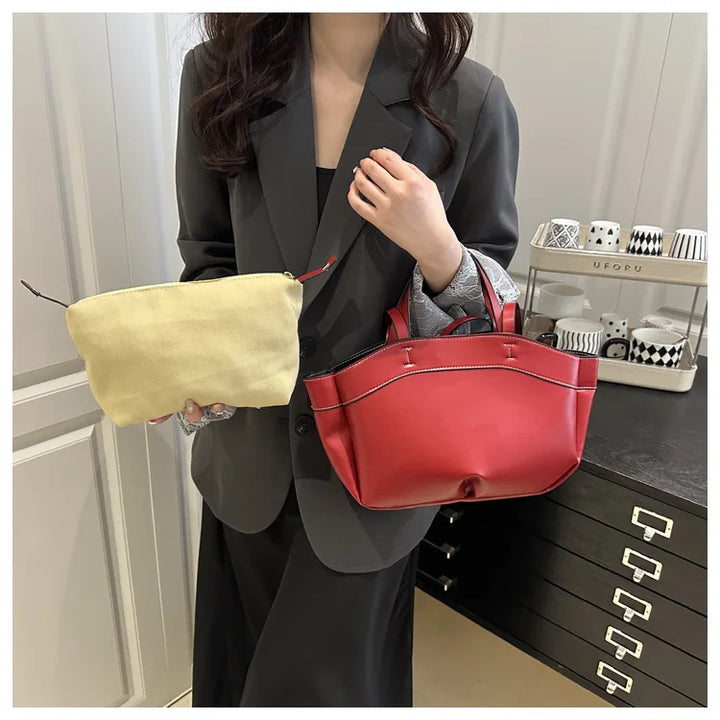 Women’s PU Leather Tote Bag – Large Vintage Shoulder & Crossbody Purse