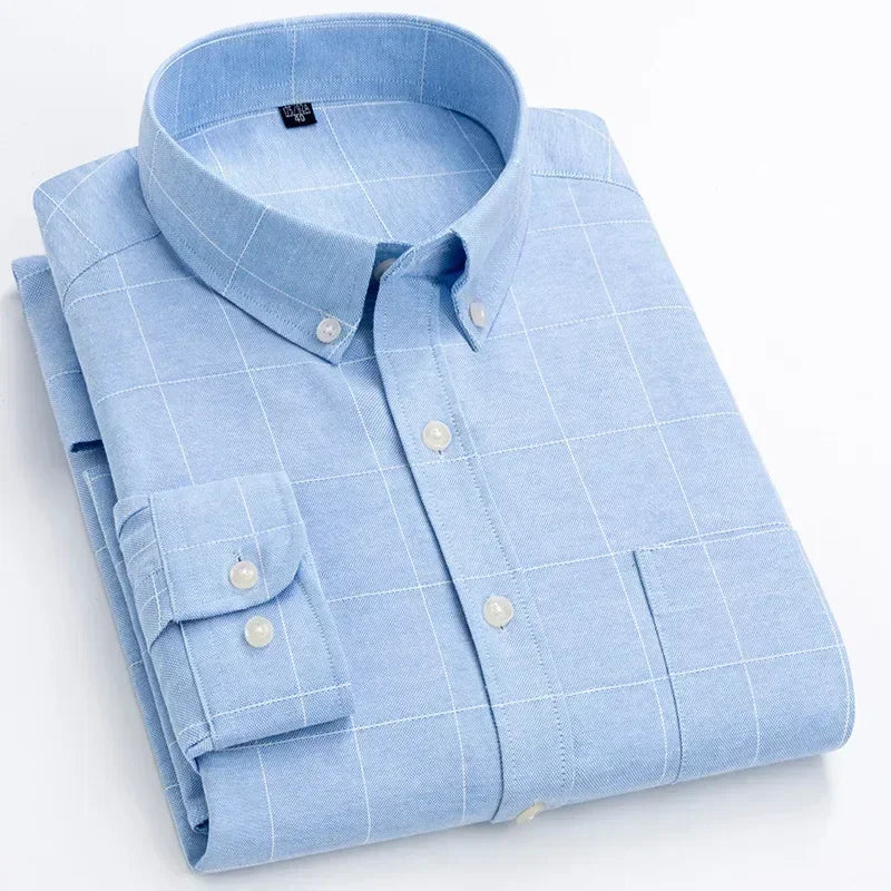 Men's Long Sleeve Shirt Spring Summer Autumn Winter Oxford Woven Slim Free Ironing Comfortable Soft Casual Fashion Simple Work