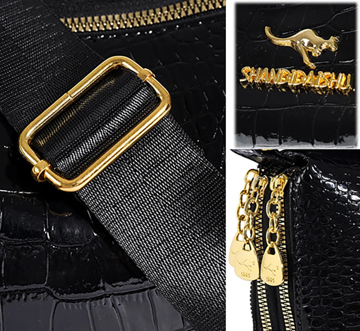 3-Layer Women’s Handbag – Luxury Patent Leather Crossbody & Shoulder Bag