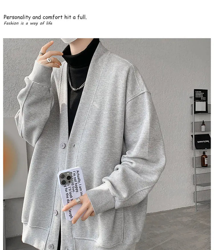 Plus Size Men’s Sweatshirt M–8XL – Heavy Blend Single-Breasted Autumn Jacket