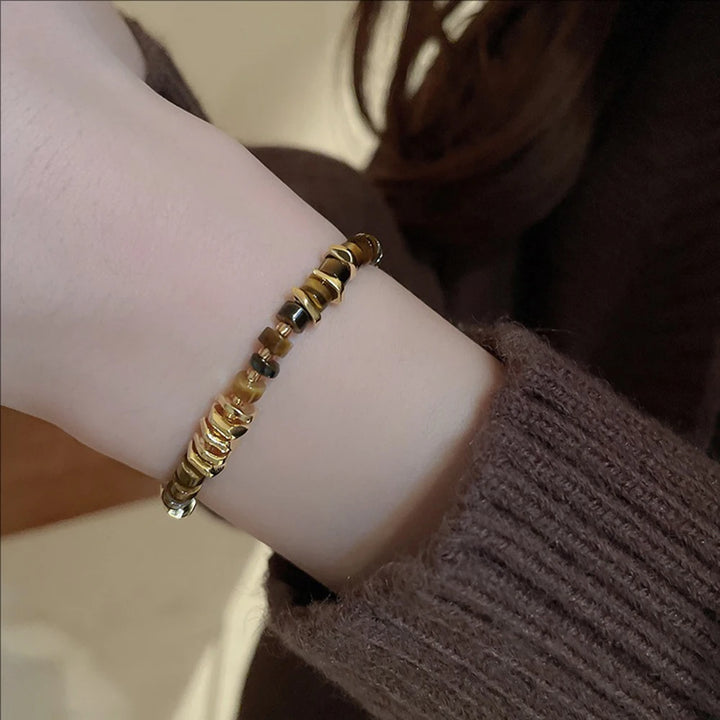 Women’s Tiger’s Eye Beaded Bracelet – Fashion Retro Jewelry