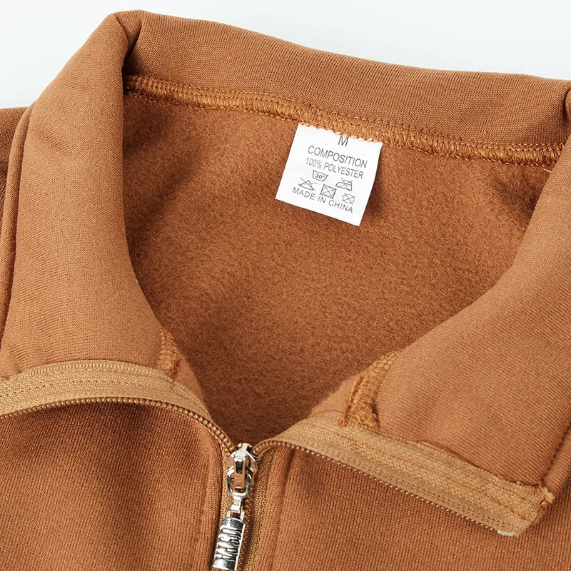 Men Sweatshirts Fall Spring Thicker Half Zip Pullover Hoody Solid Color Turtleneck for Male Outdoor