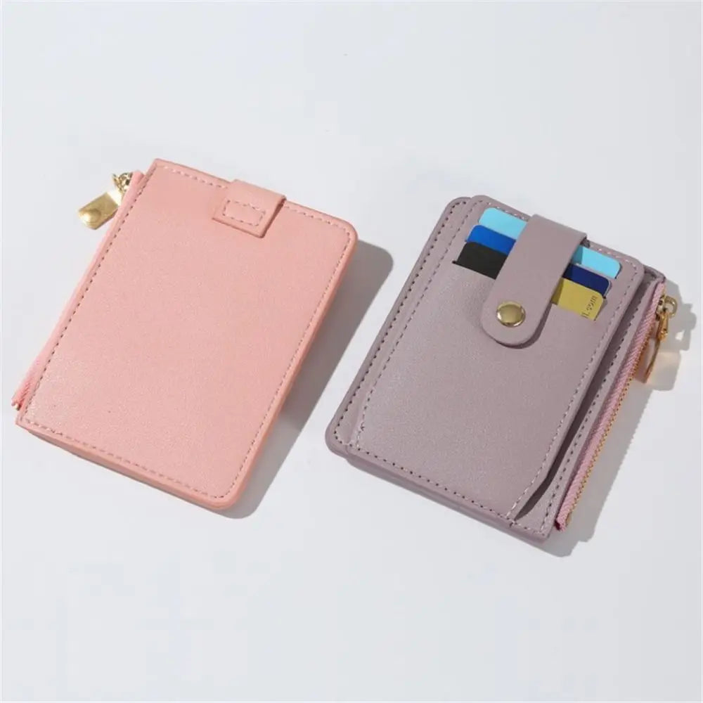 PU Leather Coin Wallet with Card Holder & Zipper
