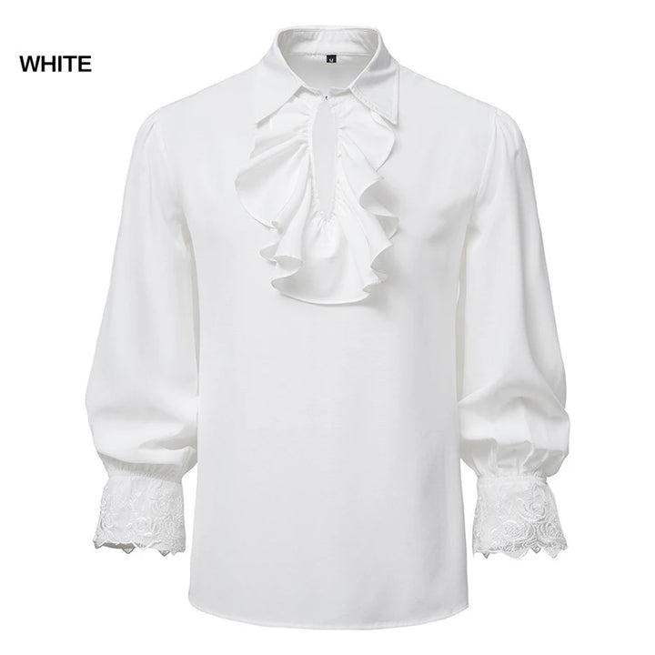 Men Shirts Medieval Retro Performance Dress Shirtspuff Sleeve Casual Stage Cosplay Party Male Clothes Chemise Shirt S09