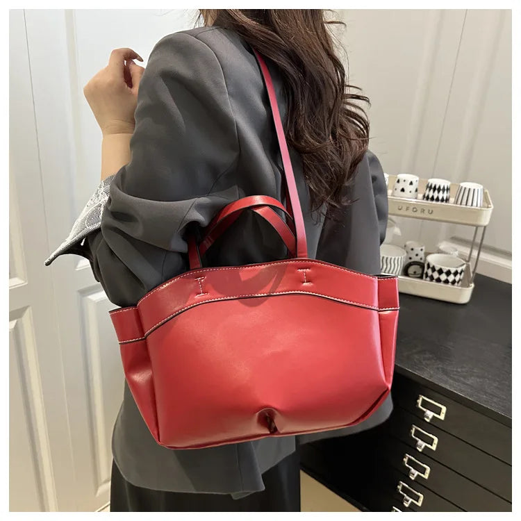 Women’s PU Leather Tote Bag – Large Vintage Shoulder & Crossbody Purse