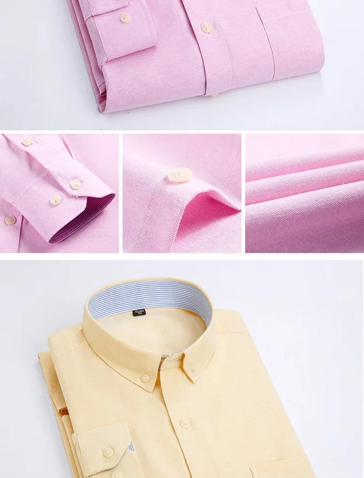 Men's Long Sleeve Shirt Spring Summer Autumn Winter Oxford Woven Slim Free Ironing Comfortable Soft Casual Fashion Simple Work