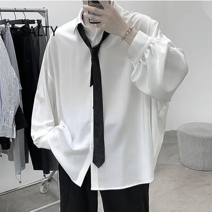 Women’s Long Sleeve Tie Shirt – Casual Loose Blouse