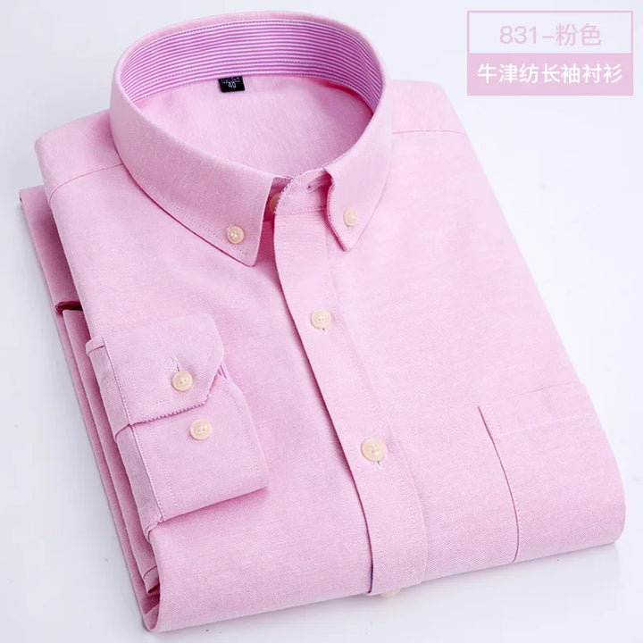 Men's Long Sleeve Shirt Non-Ironing Oxford Spinning Spring Summer Autumn Slim Casual Comfortable All Fashion Fast Color Shirt