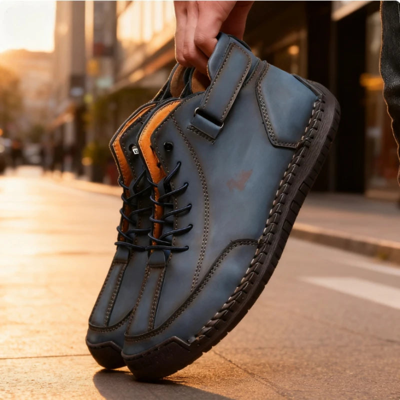 Barefoot Handmade Leather Boots for Men Spring Autumn Comfortable Soft Walking Loafers Fashion Retro Anti Slip Zero Drop Shoes