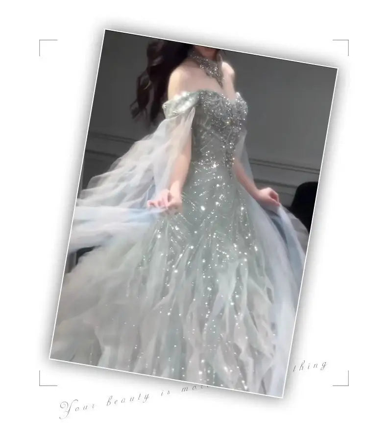 Evening Gown Dress For Women 2025 New High-end Light Luxury Niche Heavy Industry High-end Sense Elegant Temperament Host Dress