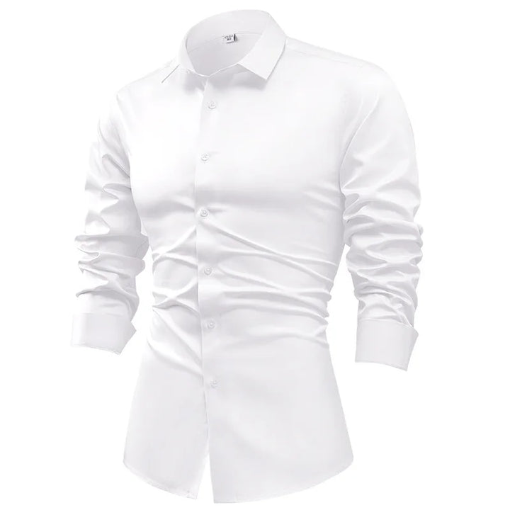 High-end Satin Shirts for Men Fashion Long Sleeved Solid Dress Shirts Men's Business Social Non-ironing Wrinkle-resistant Shirts