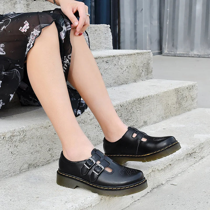 Women’s British Style Mary Janes – Leather Low-Top Casual Shoes