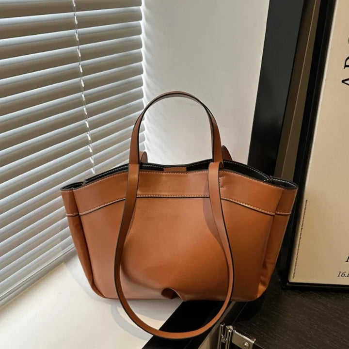 Women’s PU Leather Tote Bag – Large Vintage Shoulder & Crossbody Purse