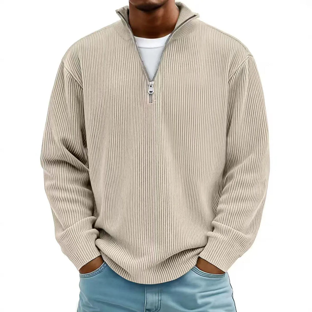 Men’s Corduroy Sweatshirt – Autumn Solid Long Sleeve, Casual Loose Fit