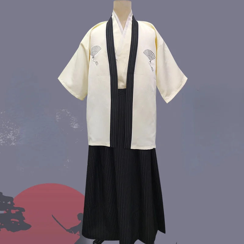 Japones Kimono Man Japanese Yukata Traditional Dress Vintage Male Yukata Stage Dance Costumes Samurai Clothing Asian Clothes