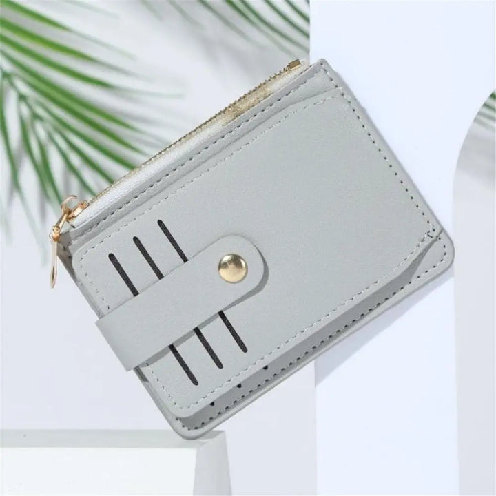 PU Leather Coin Wallet with Card Holder & Zipper