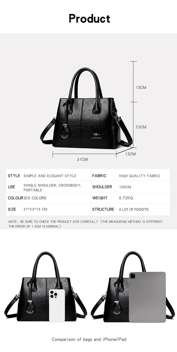 Women’s PU Leather Tote & Crossbody Handbag – Large Shoulder Bag