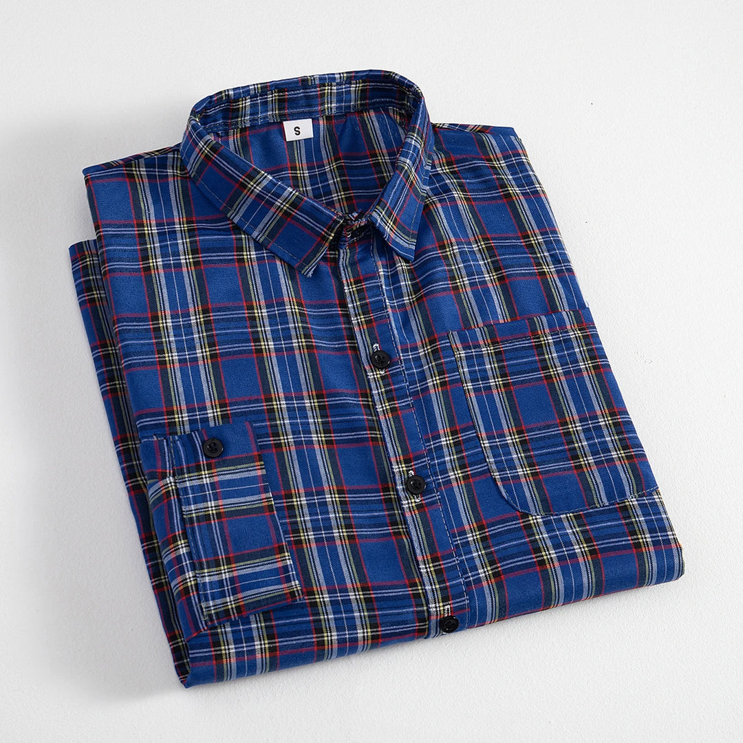 Men's Shirt Spring And Autumn Coat Fashionable Classic Checkered Youth Casual Comfortable And Fashionable Button Up Long Sleeved