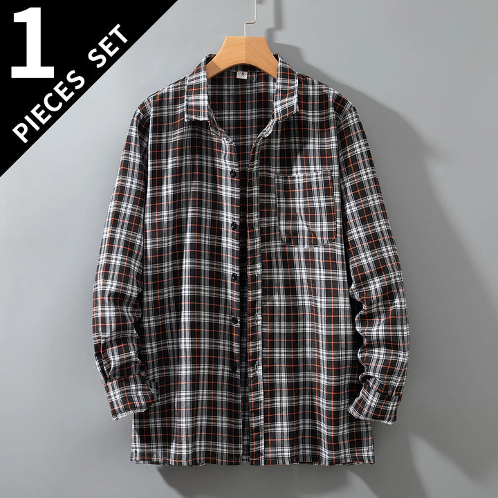 Men's Shirt Spring And Autumn Coat Fashionable Classic Checkered Youth Casual Comfortable And Fashionable Button Up Long Sleeved