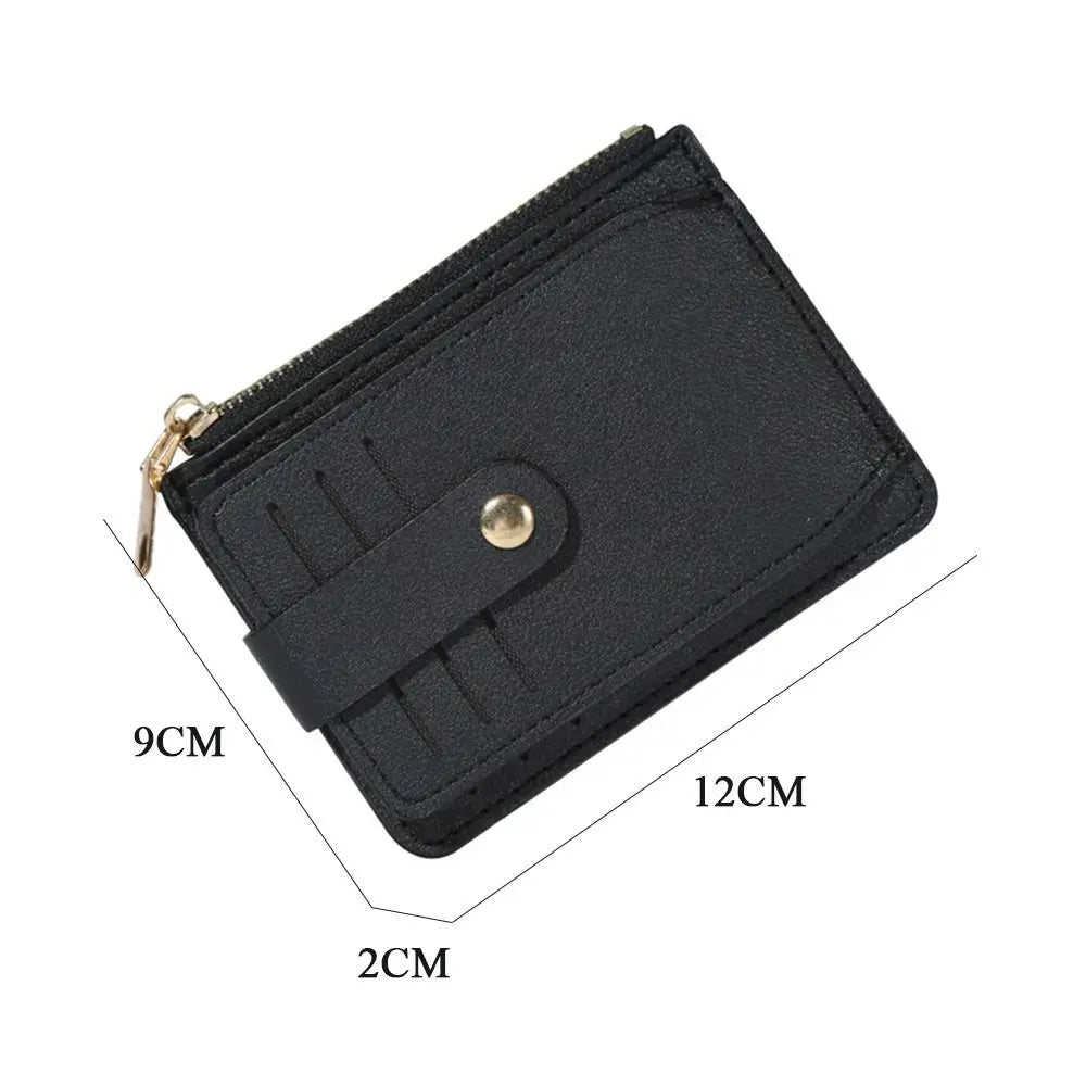 PU Leather Coin Wallet with Card Holder & Zipper