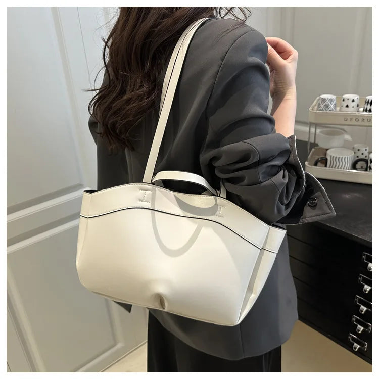 Women’s PU Leather Tote Bag – Large Vintage Shoulder & Crossbody Purse