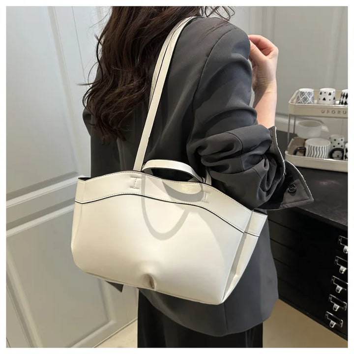 Women’s PU Leather Tote Bag – Large Vintage Shoulder & Crossbody Purse