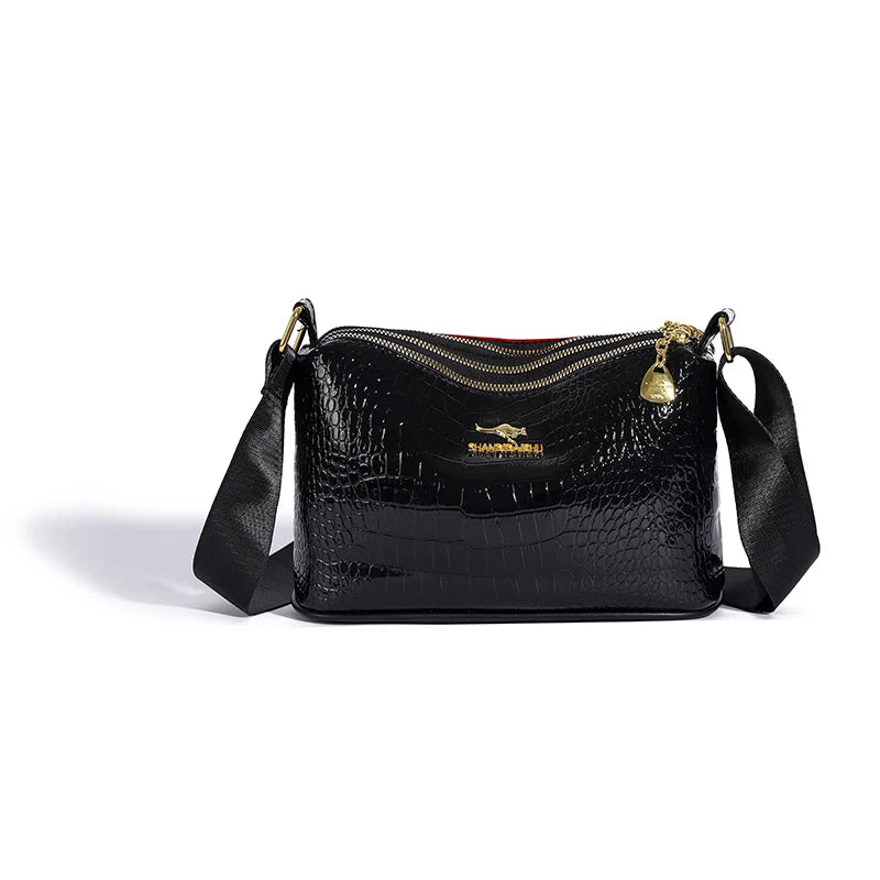3-Layer Women’s Handbag – Luxury Patent Leather Crossbody & Shoulder Bag