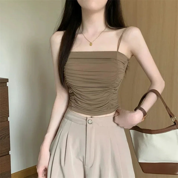 Women’s Corset Tank – Sleeveless Tube Top, White Camisole