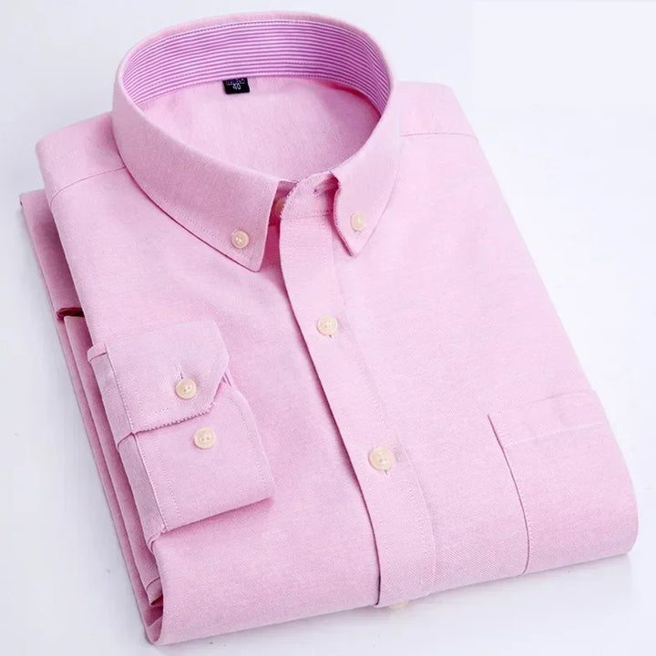 Men's Long Sleeve Shirt Spring Summer Autumn Winter Oxford Woven Slim Free Ironing Comfortable Soft Casual Fashion Simple Work