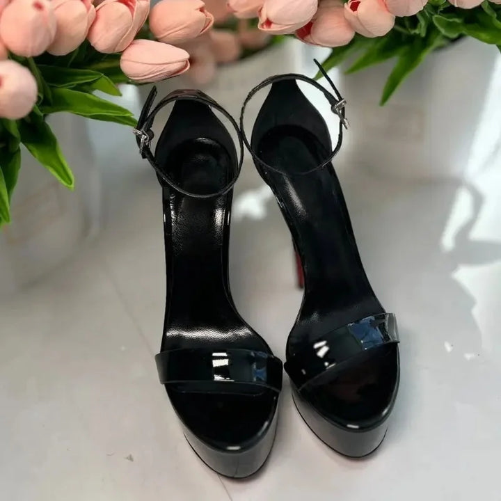 Women’s Summer High-Heeled Sandals – Peep Toe, Round Toe, Ankle Strap