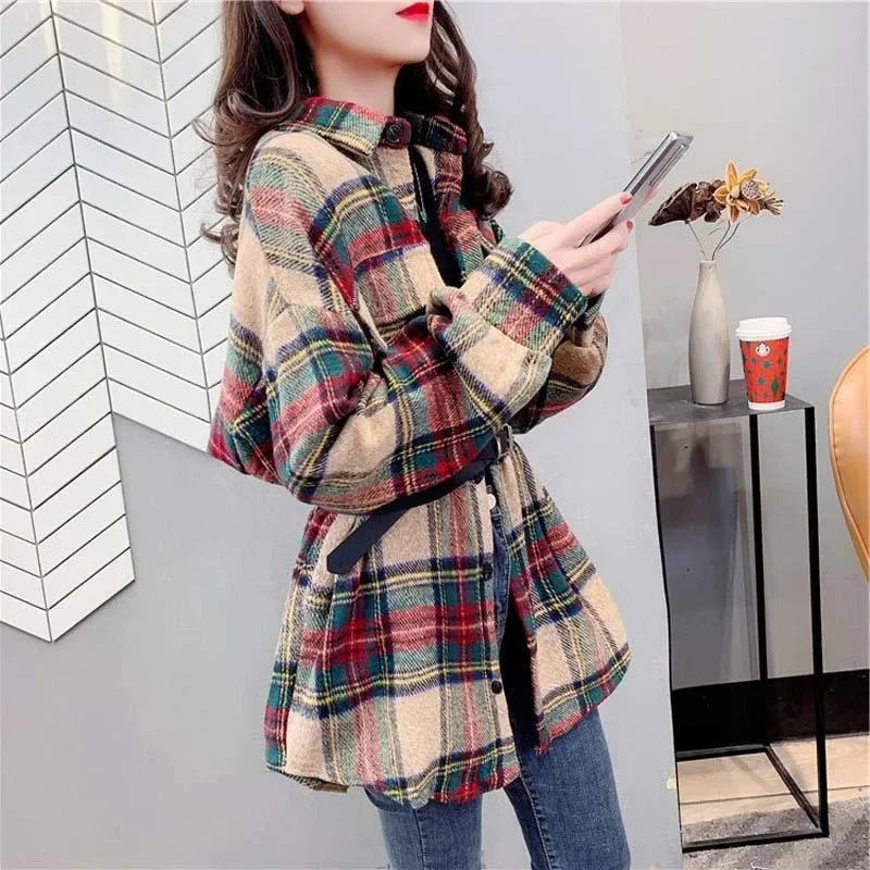 Women’s Vintage Check Jacket – Luxury Spring & Autumn Casual Coat 2025