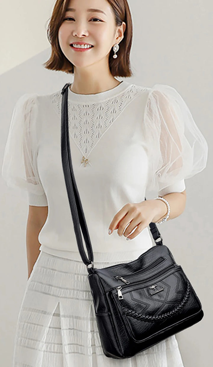 Luxury Women’s Leather Handbag – Multi-Pocket Crossbody & Shoulder Bag 2026